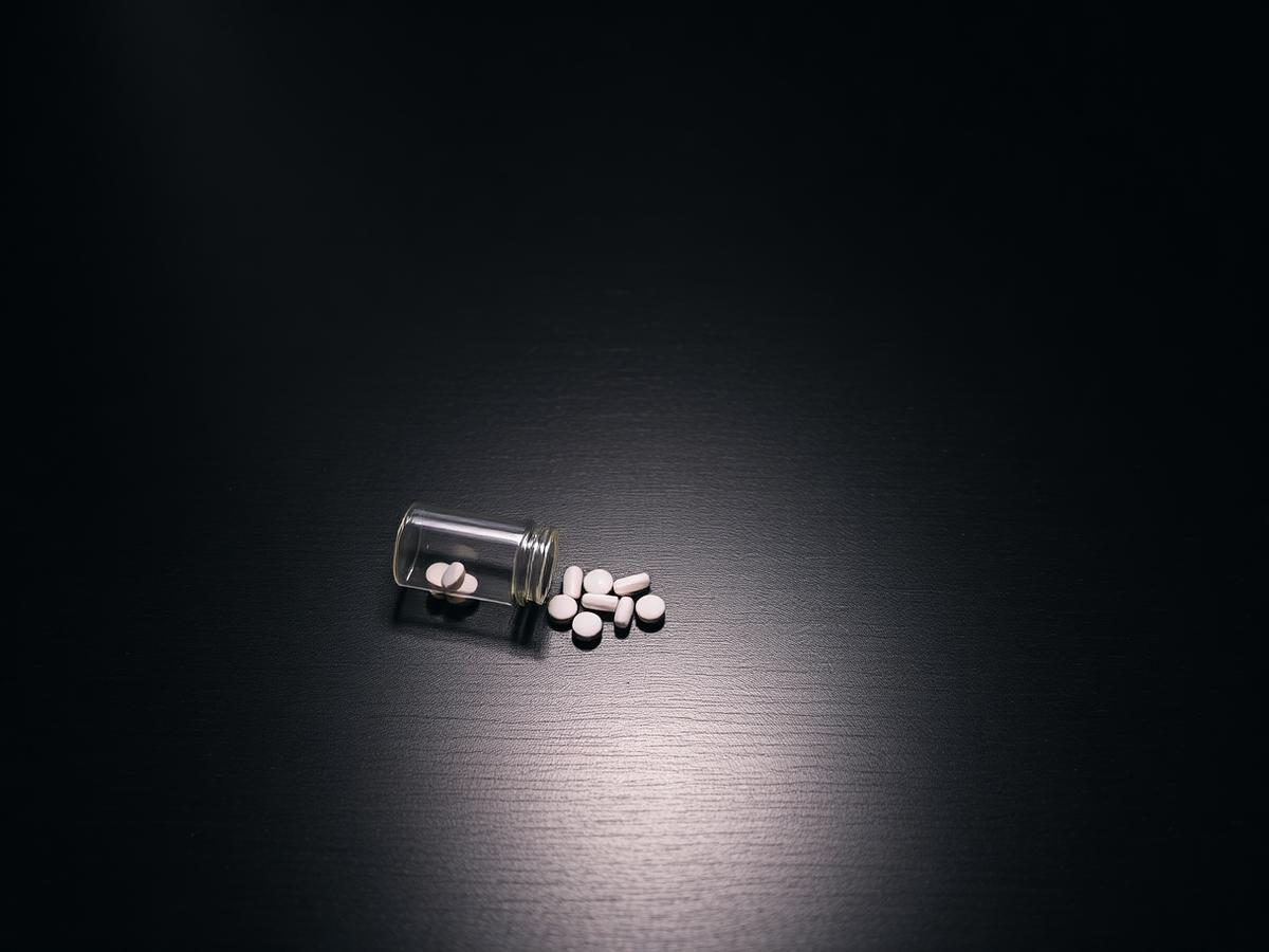 Pill bottle in low light, a still life