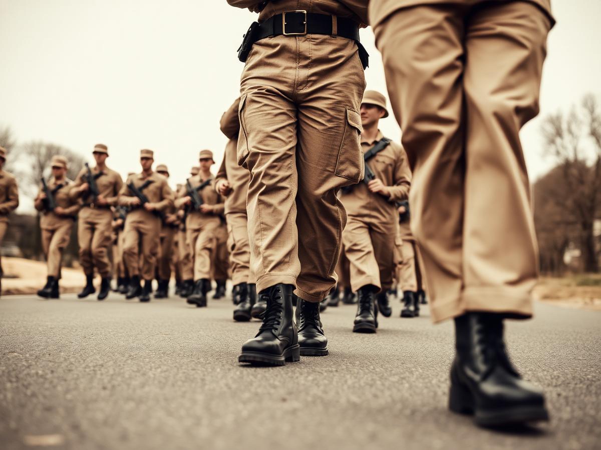 Soldiers marching in formation